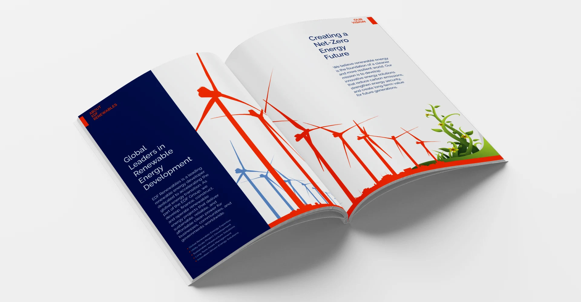 Wind energy brochure design for EDF Renewables